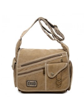Vintage Casual Canvas Large Capacity Multi-pocket Crossbody Bag For Men