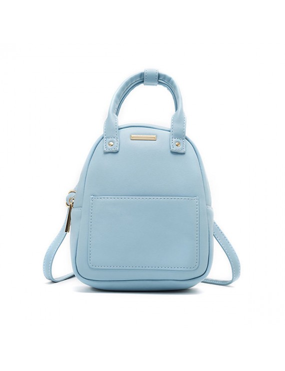 Faux Leather Cute Candy Color Shoulder Bag Backpack For Women
